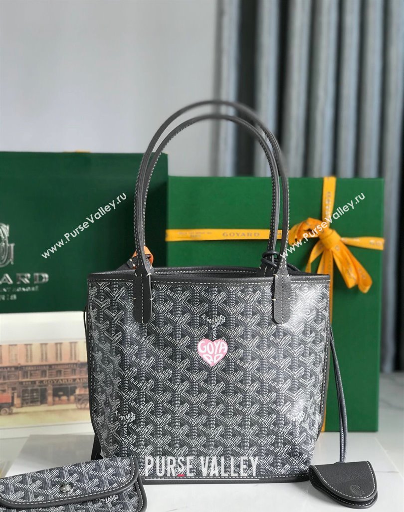 Goyard Anjou Mini Tote bag with Heart Print Grey 2024 020660 (nana-24103050)