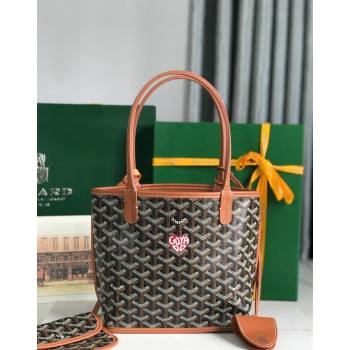 Goyard Anjou Mini Tote bag with Heart Print Brown 2024 020660 (nana-24103051)