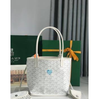 Goyard Anjou Mini Tote bag with Heart Print White/Blue 2024 020660 (nana-24103052)