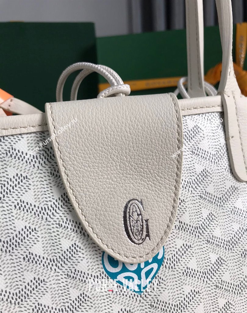 Goyard Anjou Mini Tote bag with Heart Print White/Blue 2024 020660 (nana-24103052)