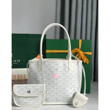 Goyard Anjou Mini Tote bag with Heart Print White/Pink 2024 020660 (nana-24103053)