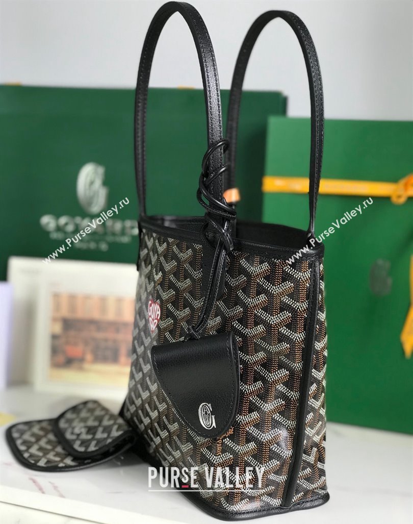 Goyard Anjou Mini Tote bag with Heart Print Black 2024 020660 (nana-24103054)