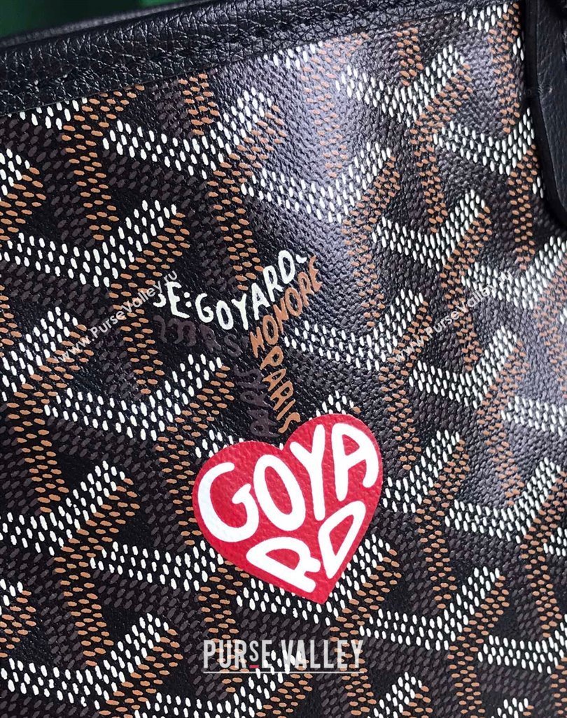 Goyard Anjou Mini Tote bag with Heart Print Black 2024 020660 (nana-24103054)