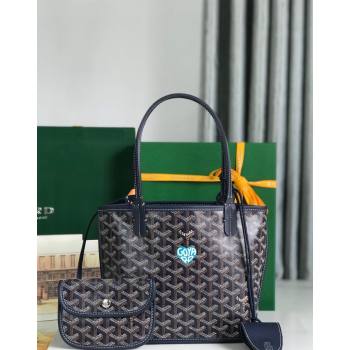 Goyard Anjou Mini Tote bag with Heart Print Navy Blue 2024 020660 (nana-24103055)