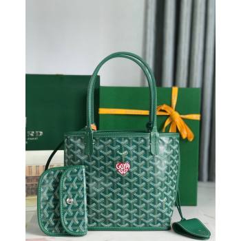 Goyard Anjou Mini Tote bag with Heart Print Green 2024 020660 (nana-24103056)