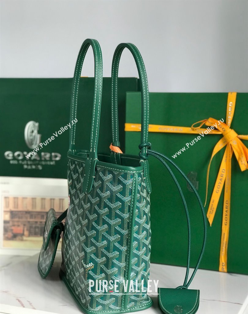 Goyard Anjou Mini Tote bag with Heart Print Green 2024 020660 (nana-24103056)