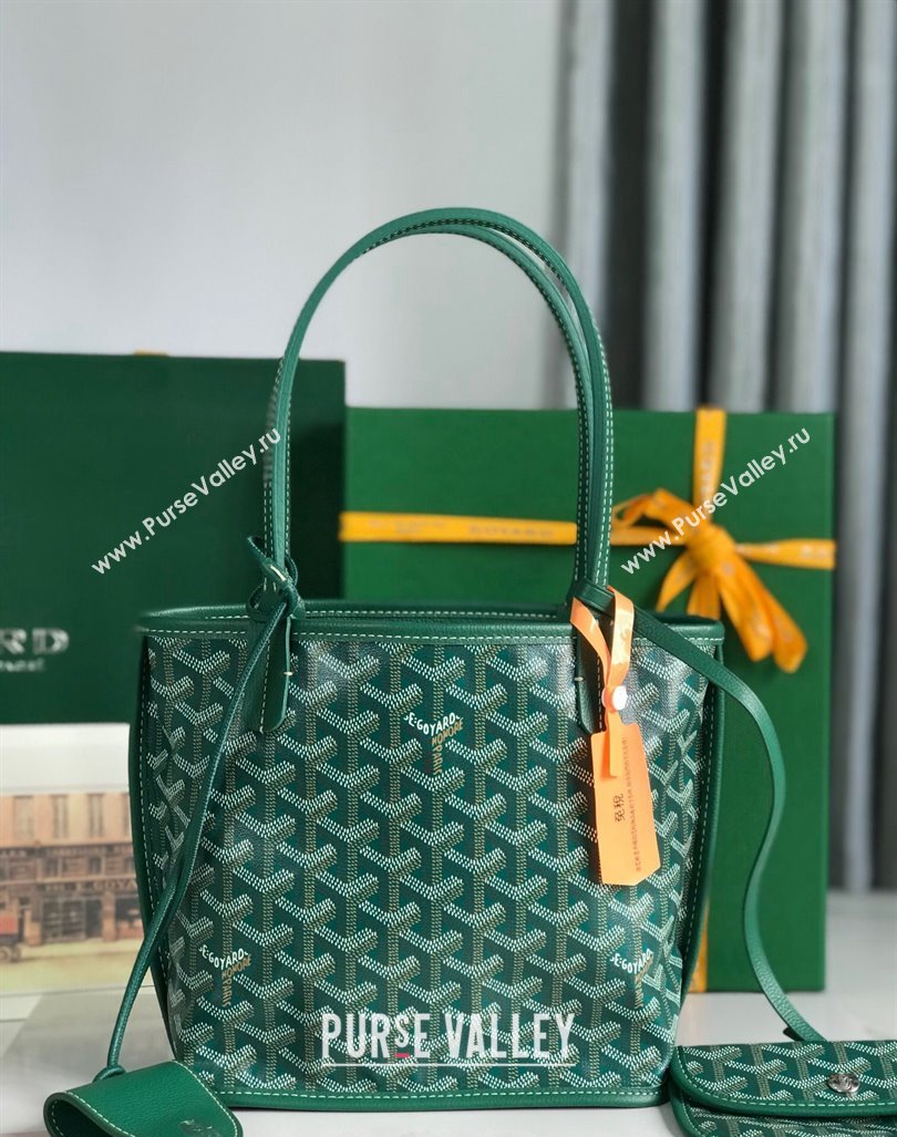 Goyard Anjou Mini Tote bag with Heart Print Green 2024 020660 (nana-24103056)