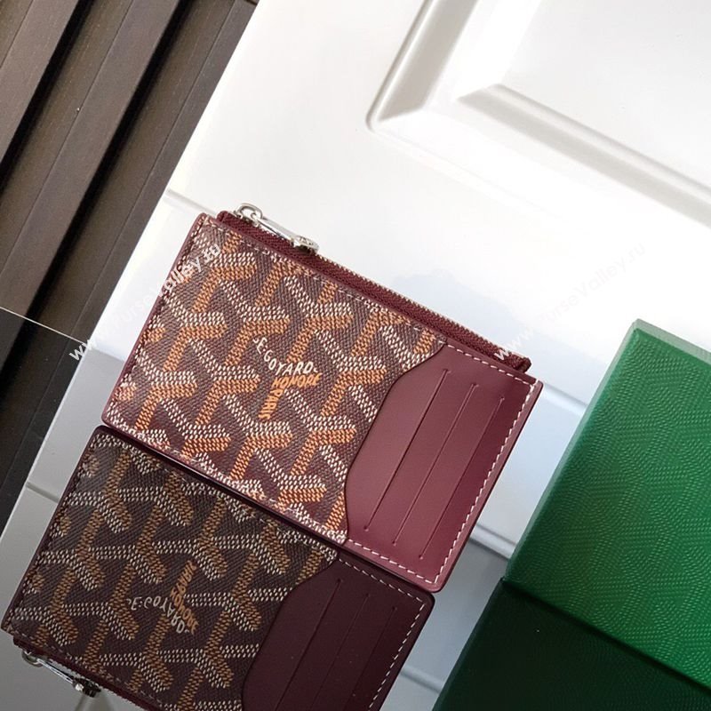 Goyard Bourbon Zipped Card holders Wallet Burgundy 2025 GY3321 (ZHANG-250121062)