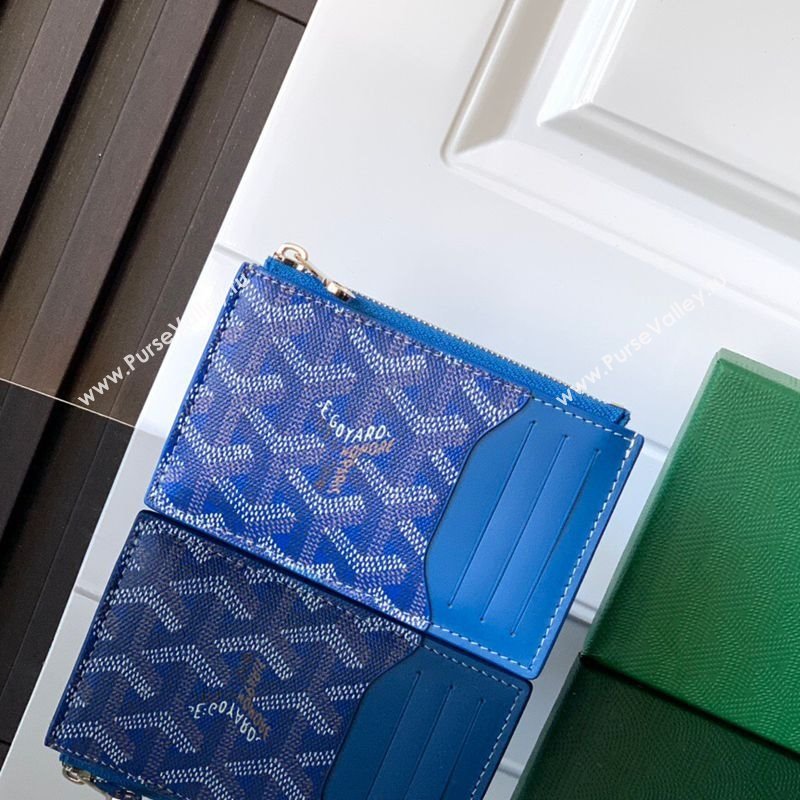 Goyard Bourbon Zipped Card holders Wallet Sky Blue 2025 GY3321 (ZHANG-250121066)