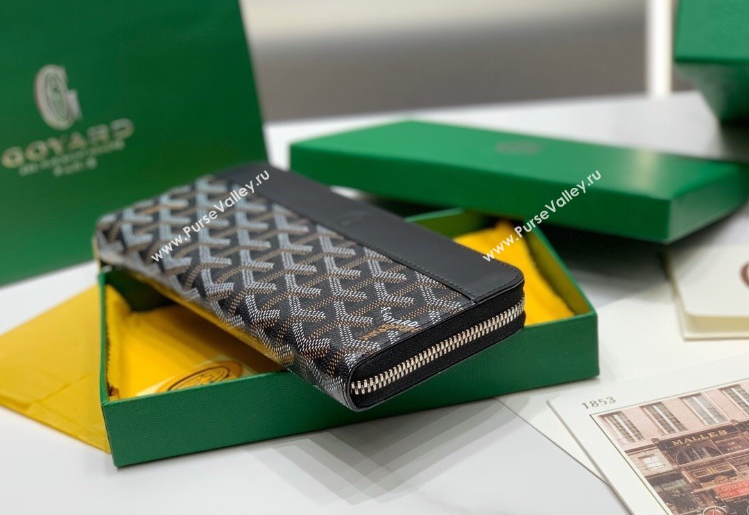 Goyard Matignon Zip Long GM Wallet Black 2025 8509 (ZHANG-250408002)