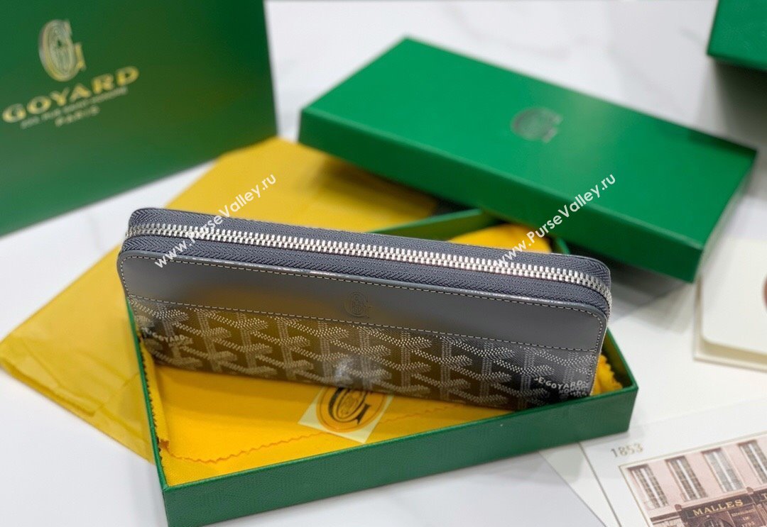 Goyard Matignon Zip Long GM Wallet Grey 2025 8509 (ZHANG-250408003)