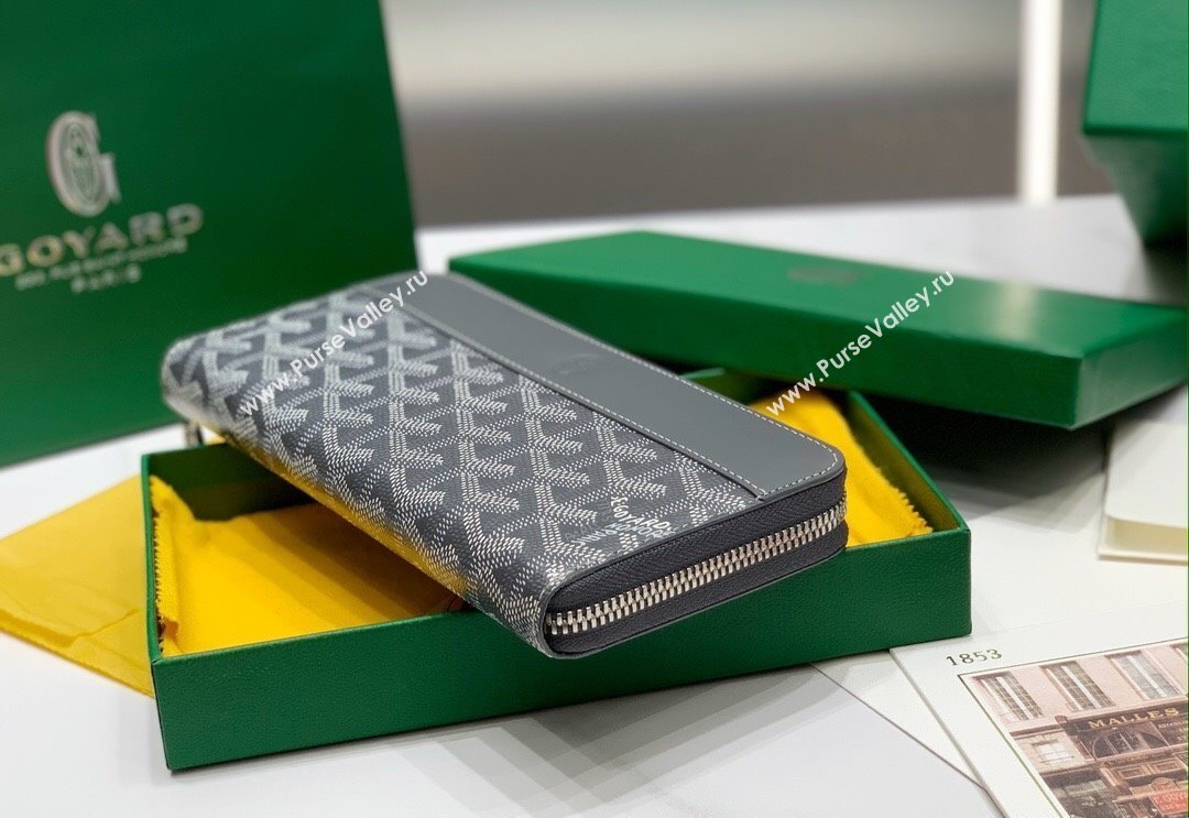 Goyard Matignon Zip Long GM Wallet Grey 2025 8509 (ZHANG-250408003)