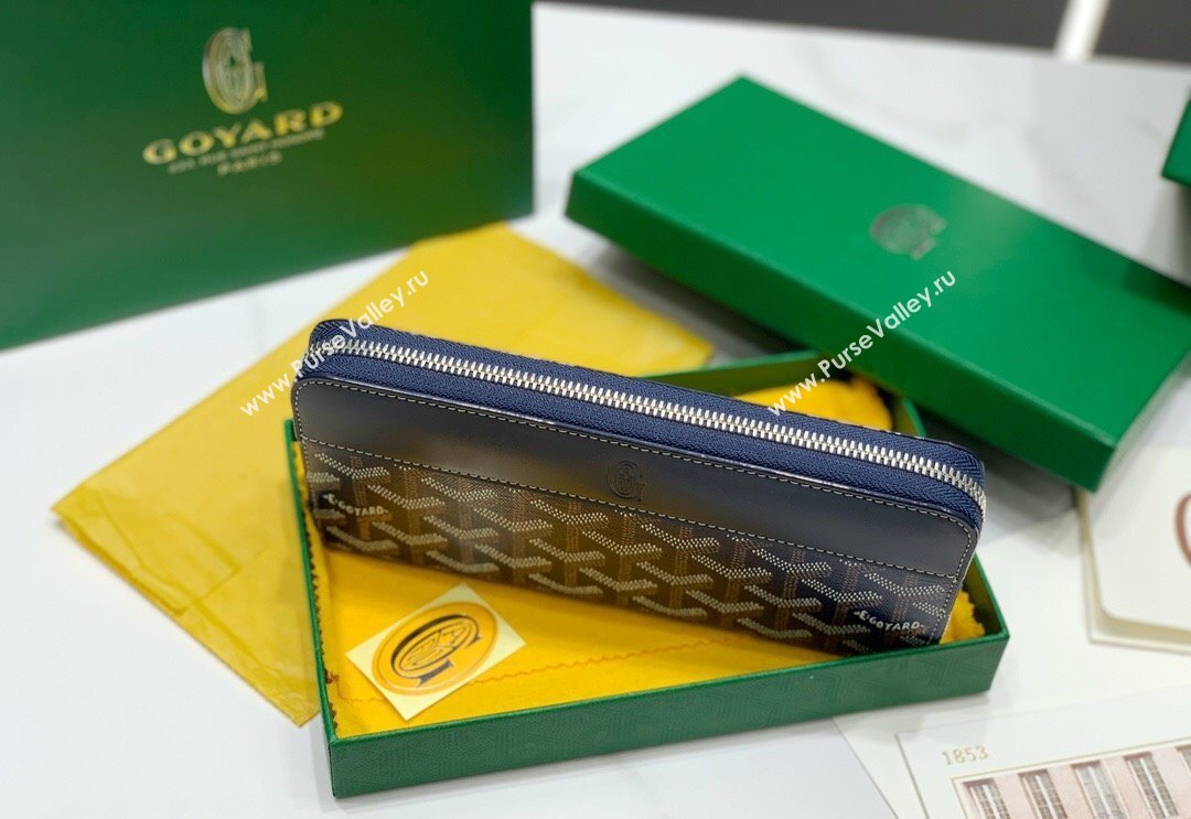 Goyard Matignon Zip Long GM Wallet Navy Blue 2025 8509 (ZHANG-250408005)