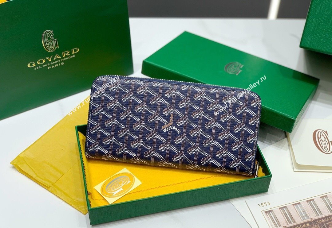 Goyard Matignon Zip Long GM Wallet Navy Blue 2025 8509 (ZHANG-250408005)