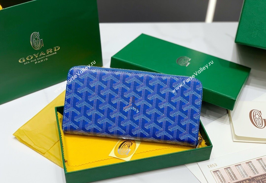Goyard Matignon Zip Long GM Wallet Sky Blue 2025 8509 (ZHANG-250408006)