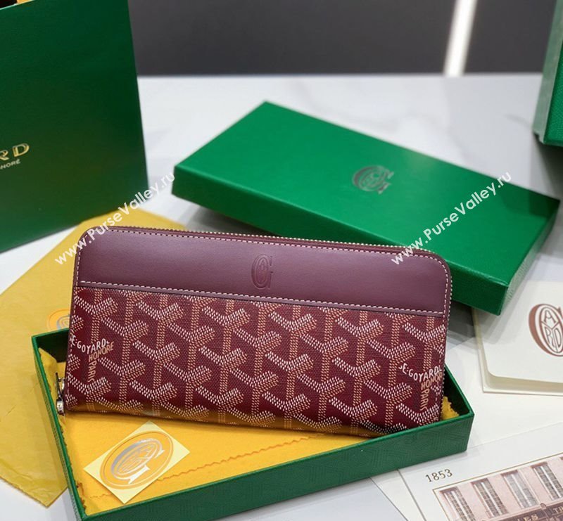 Goyard Matignon Zip Long GM Wallet Burgundy 2025 8509 (ZHANG-250408008)