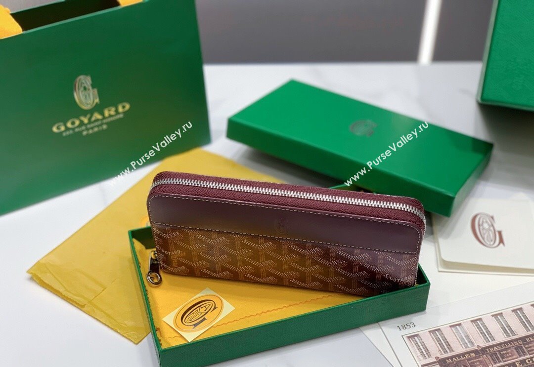 Goyard Matignon Zip Long GM Wallet Burgundy 2025 8509 (ZHANG-250408008)