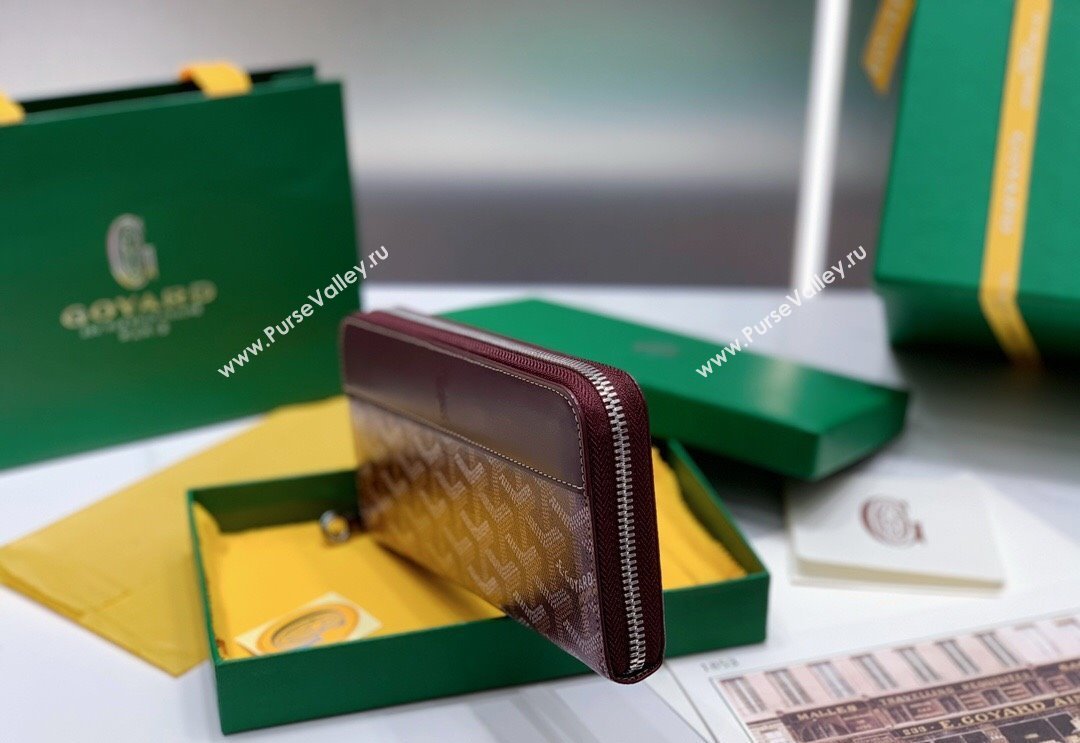 Goyard Matignon Zip Long GM Wallet Burgundy 2025 8509 (ZHANG-250408008)