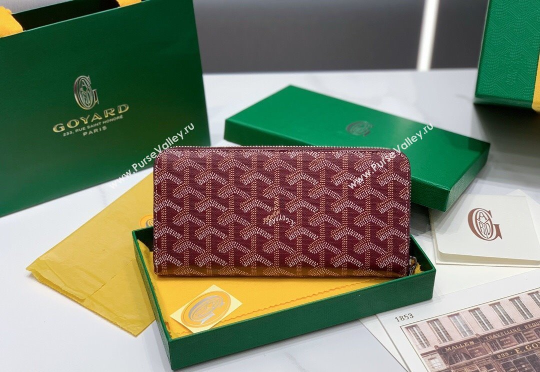 Goyard Matignon Zip Long GM Wallet Burgundy 2025 8509 (ZHANG-250408008)