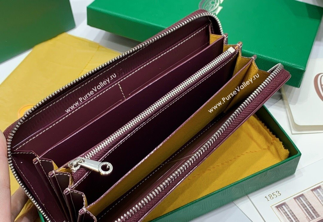 Goyard Matignon Zip Long GM Wallet Burgundy 2025 8509 (ZHANG-250408008)