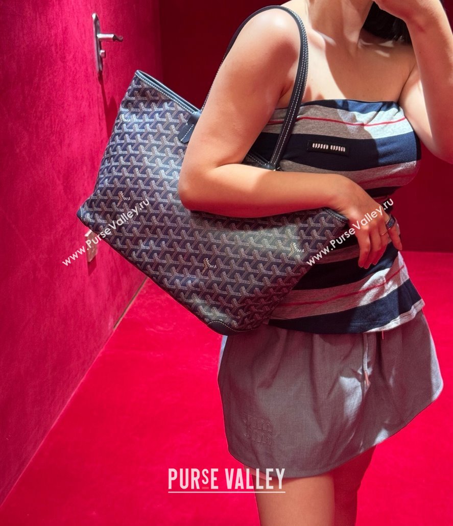 Goyard Artois PM Tote bag with Zipper Navy Blue 2025 00320 (ZHANG-250805035)