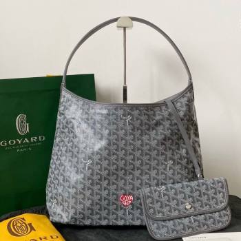 Goyard Boheme Hobo Bag with Red Heart Grey 2026 (BI-260122039)