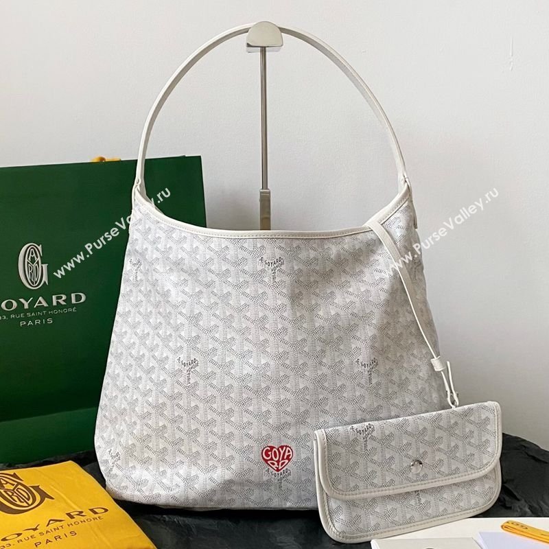 Goyard Boheme Hobo Bag with Red Heart White 2026 (BI-260122042)