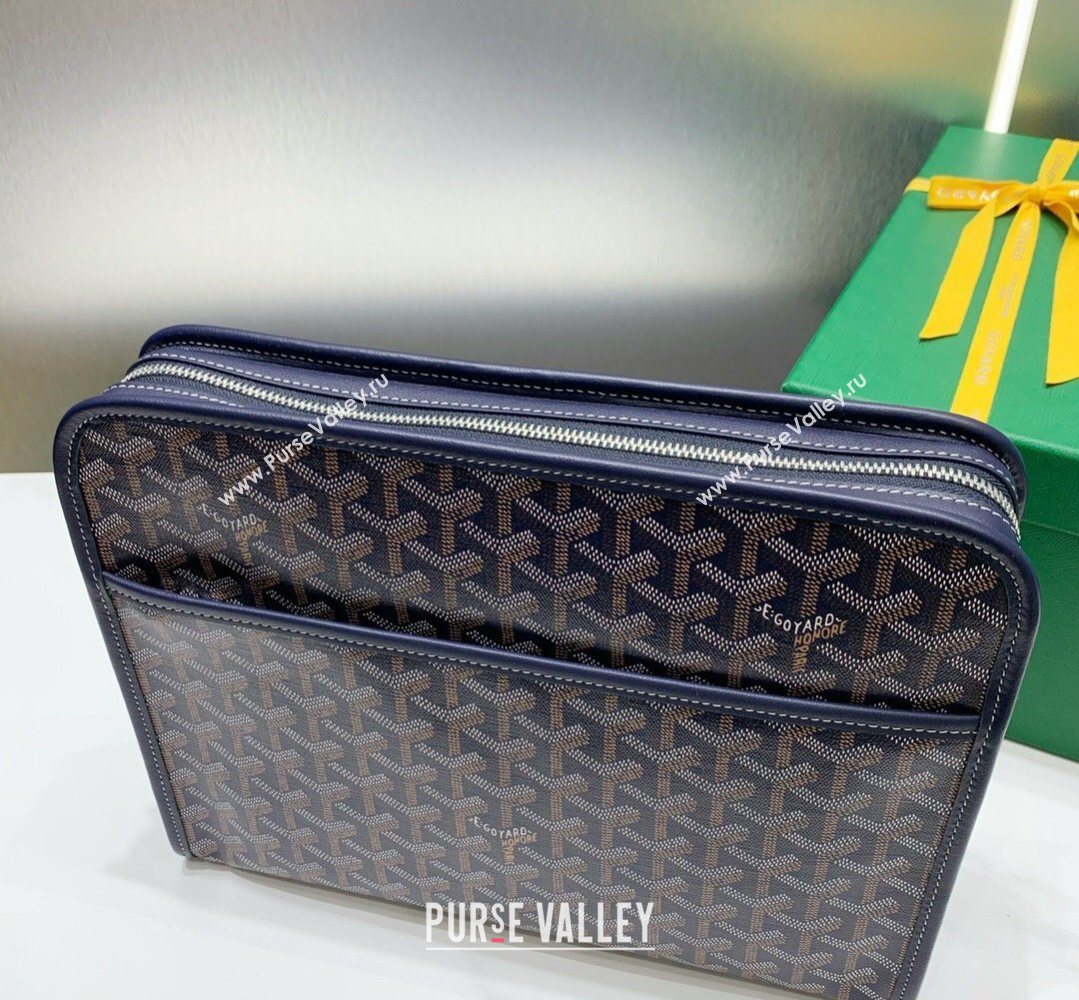 Goyard Jouvence GM Toiletry Clutch Bag Navy Blue 2026 020208 (SCAI-260331053)