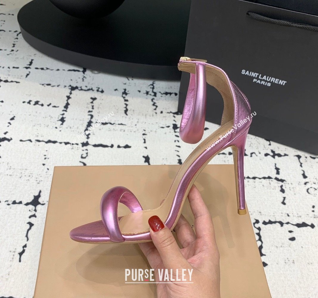 Gianvito Rossi Bijoux High Heel Sandals 10.5cm in Leather Light Metallic Pink 2024 0704 (KER-240704066)