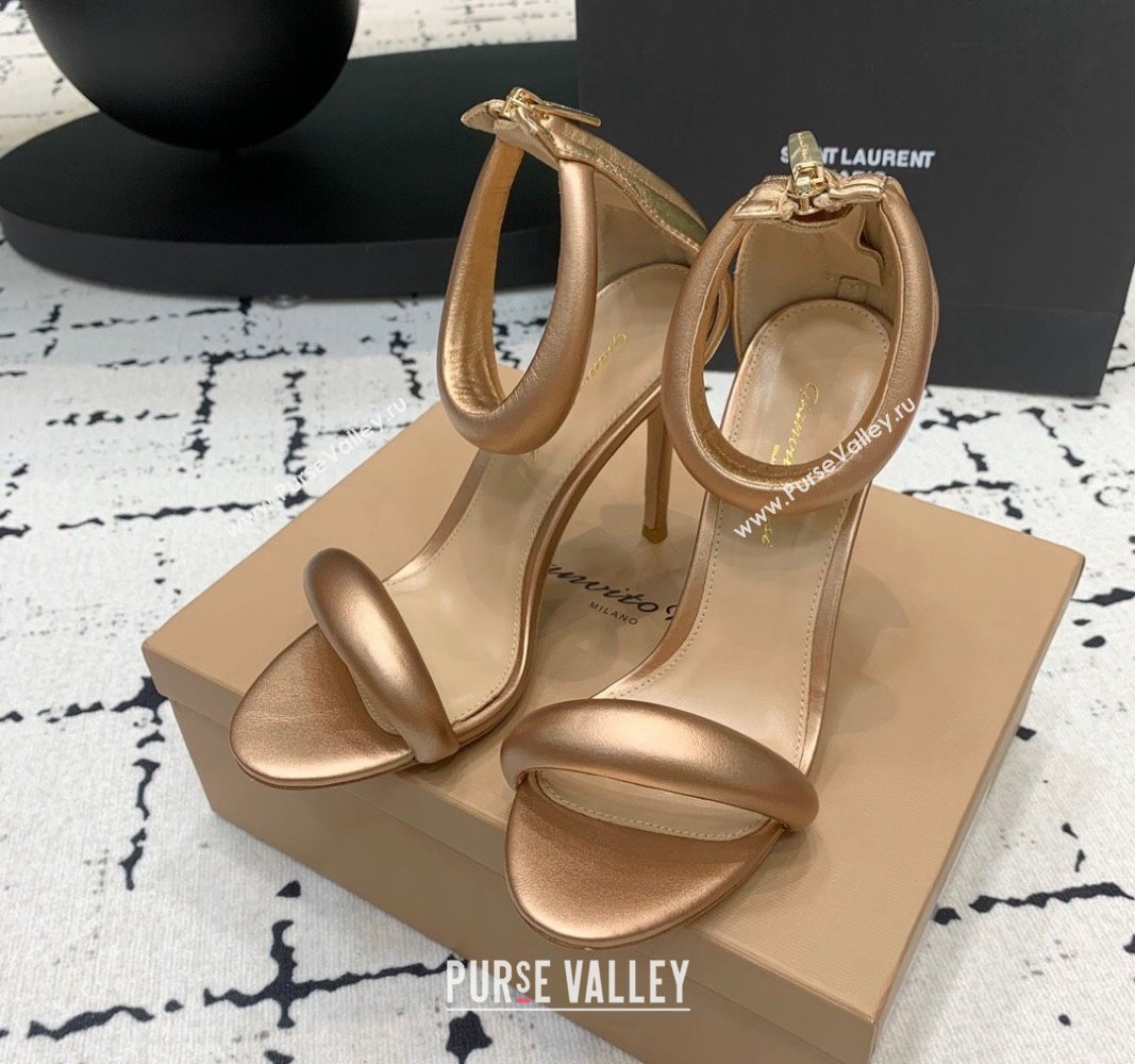 Gianvito Rossi Bijoux High Heel Sandals 10.5cm in Calf Leather Aged Gold 2024 0704 (KER-240704067)