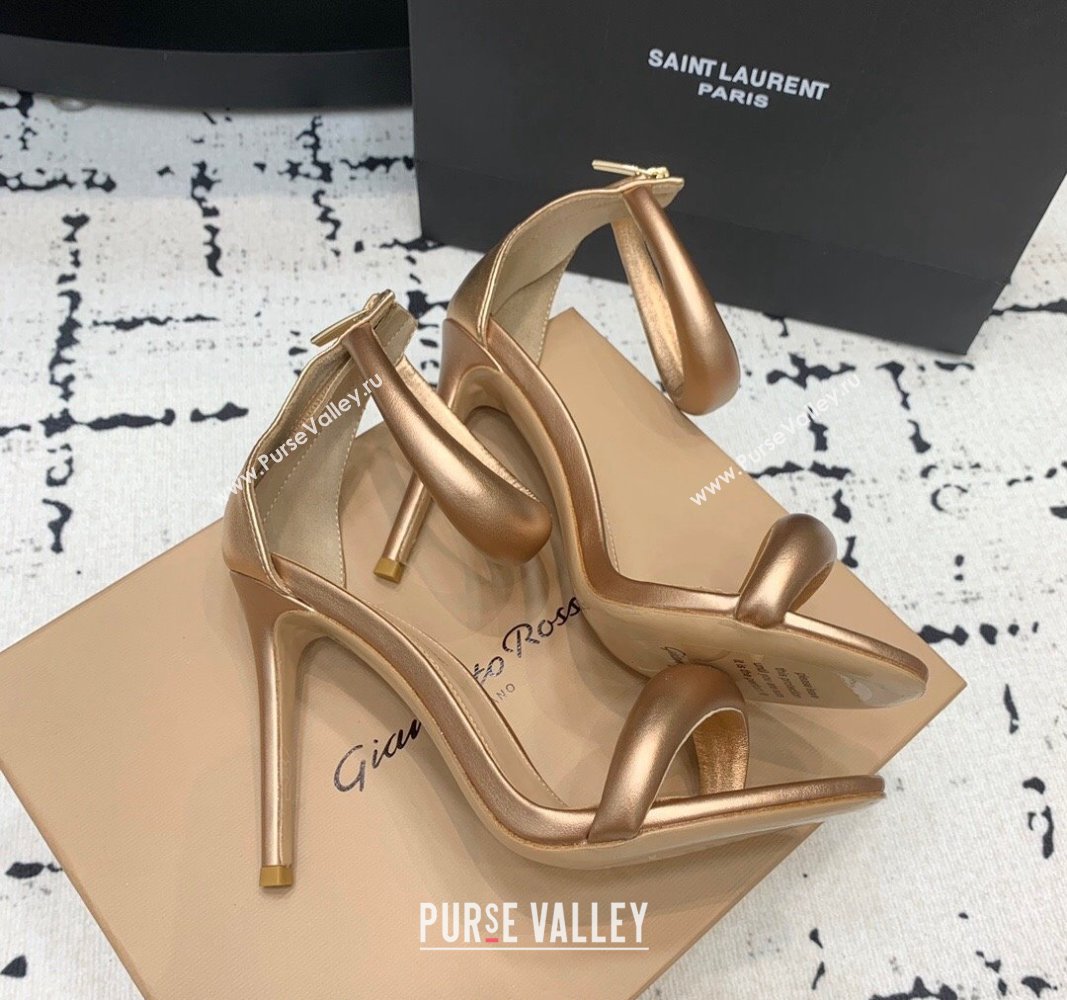 Gianvito Rossi Bijoux High Heel Sandals 10.5cm in Calf Leather Aged Gold 2024 0704 (KER-240704067)