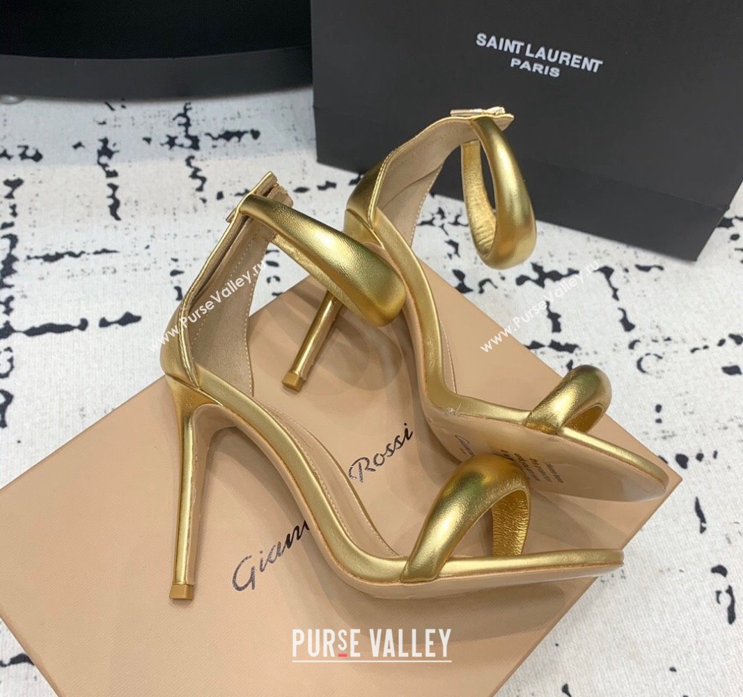 Gianvito Rossi Bijoux High Heel Sandals 10.5cm in Calf Leather Gold Yellow 2024 0704 (KER-240704054)