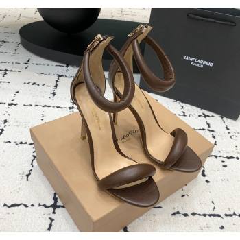 Gianvito Rossi Bijoux High Heel Sandals 10.5cm in Calf Leather Dark Brown 2024 0704 (KER-240704070)