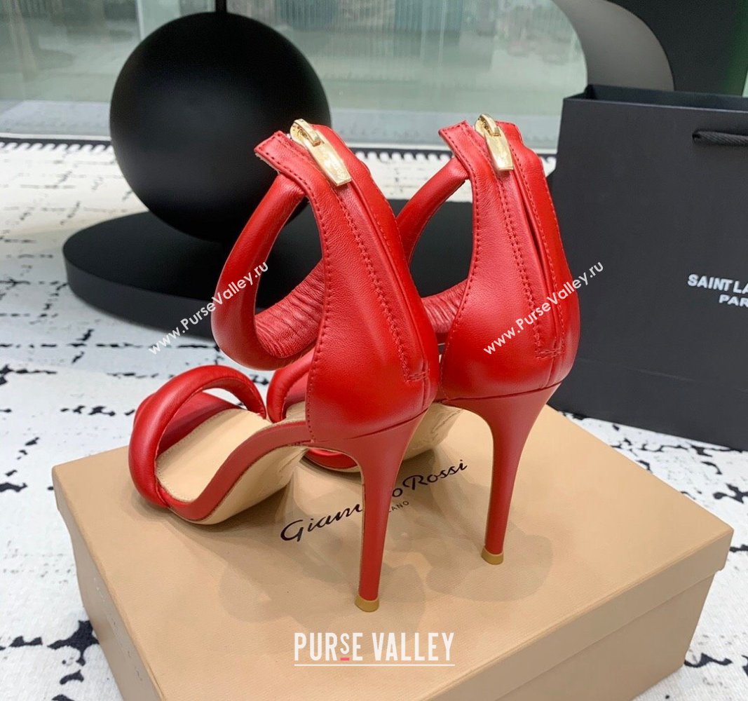 Gianvito Rossi Bijoux High Heel Sandals 10.5cm in Calf Leather Red 2024 0704 (KER-240704072)