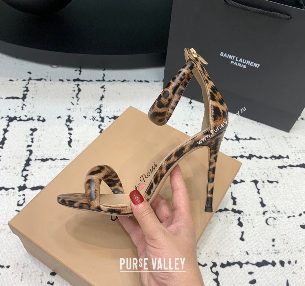 Gianvito Rossi Bijoux High Heel Sandals 10.5cm in Animal Print Brown 2024 0704 (KER-240704074)