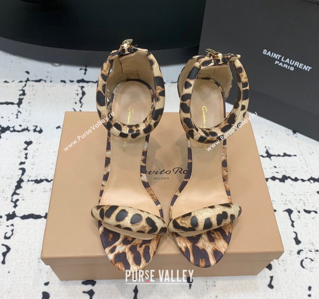 Gianvito Rossi Bijoux High Heel Sandals 10.5cm in Animal Print Beige 2024 0704 (KER-240704075)