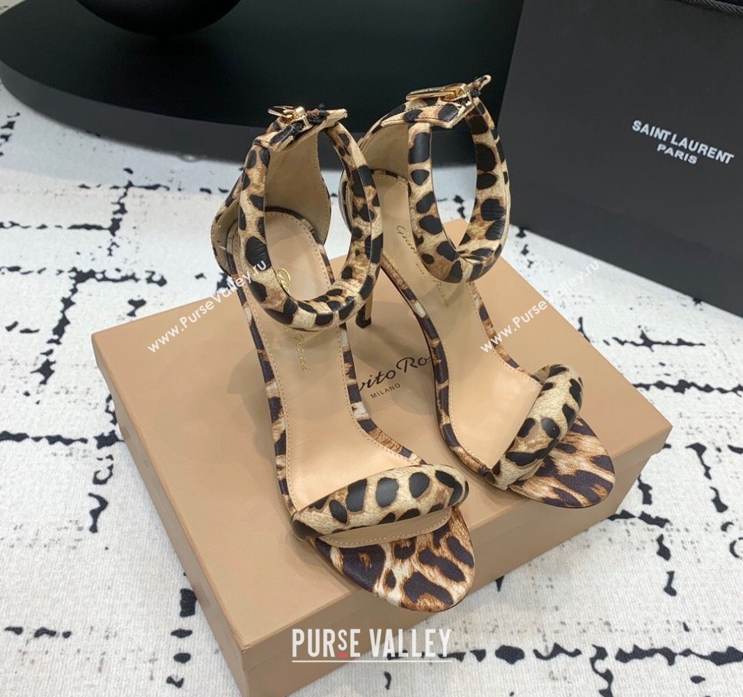 Gianvito Rossi Bijoux High Heel Sandals 10.5cm in Animal Print Beige 2024 0704 (KER-240704075)