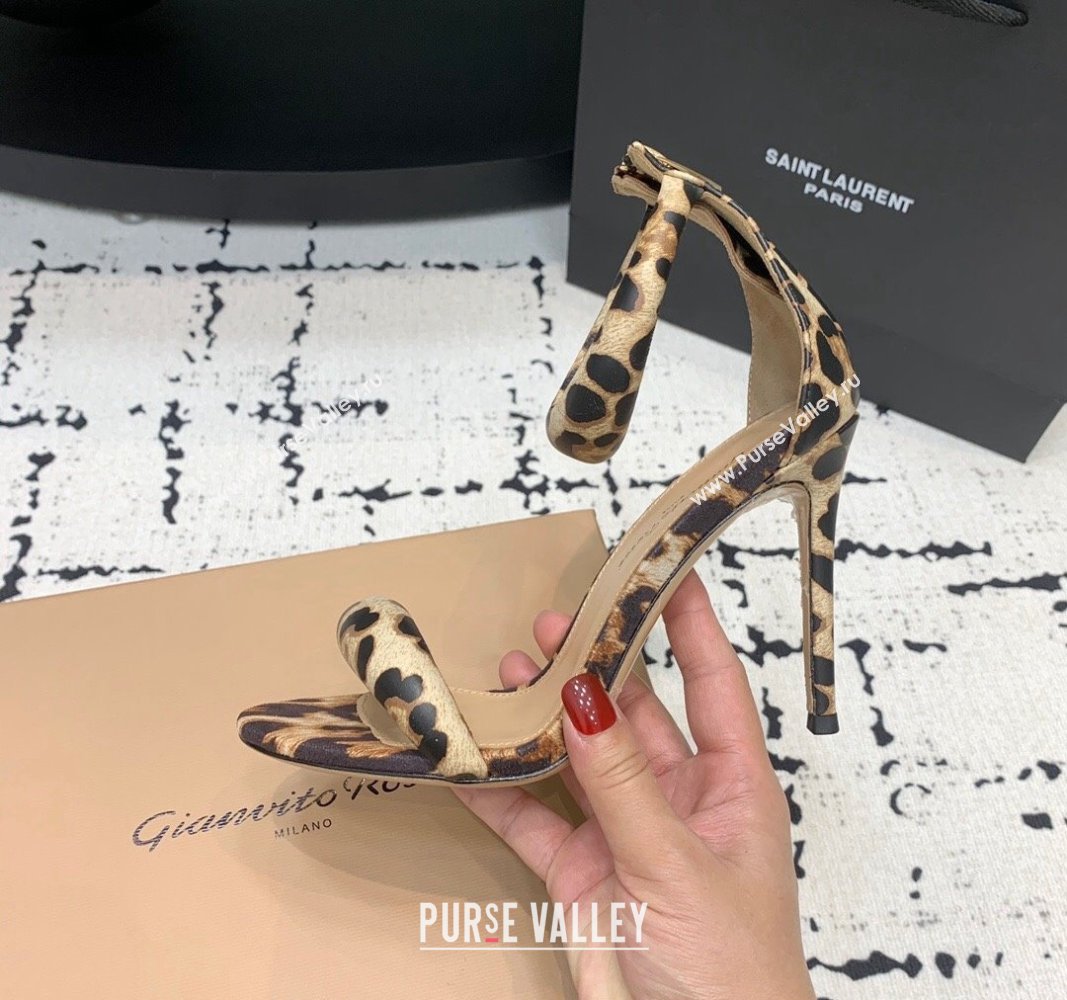 Gianvito Rossi Bijoux High Heel Sandals 10.5cm in Animal Print Beige 2024 0704 (KER-240704075)