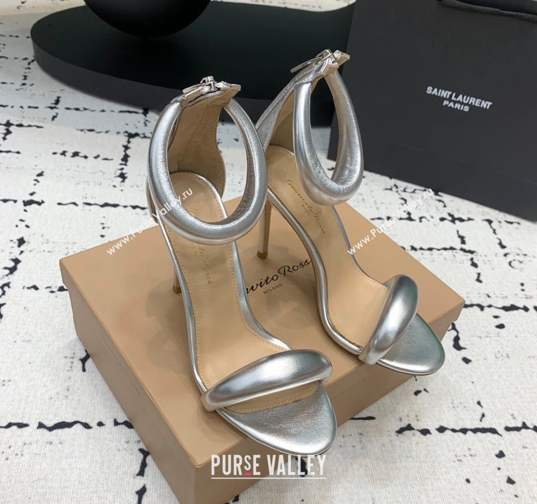 Gianvito Rossi Bijoux High Heel Sandals 10.5cm in Calf Leather Silver 2024 0704 (KER-240704055)