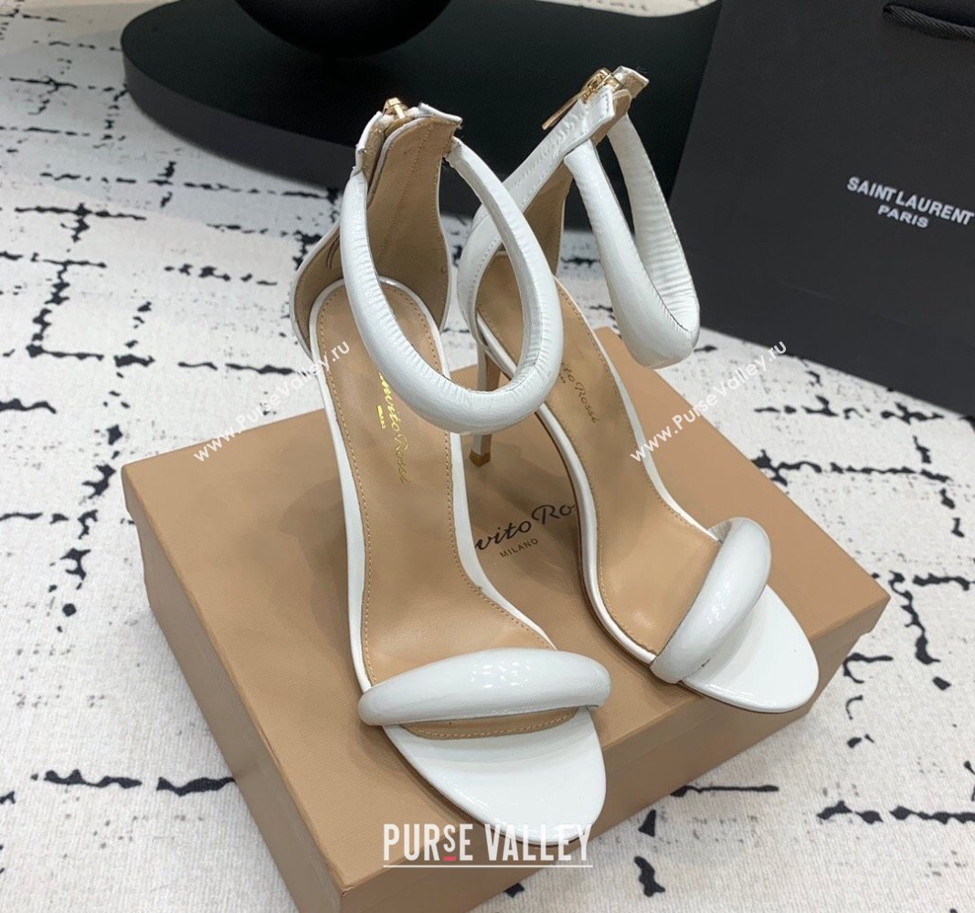 Gianvito Rossi Bijoux High Heel Sandals 10.5cm in Patent Leather White 2024 0704 (KER-240704077)