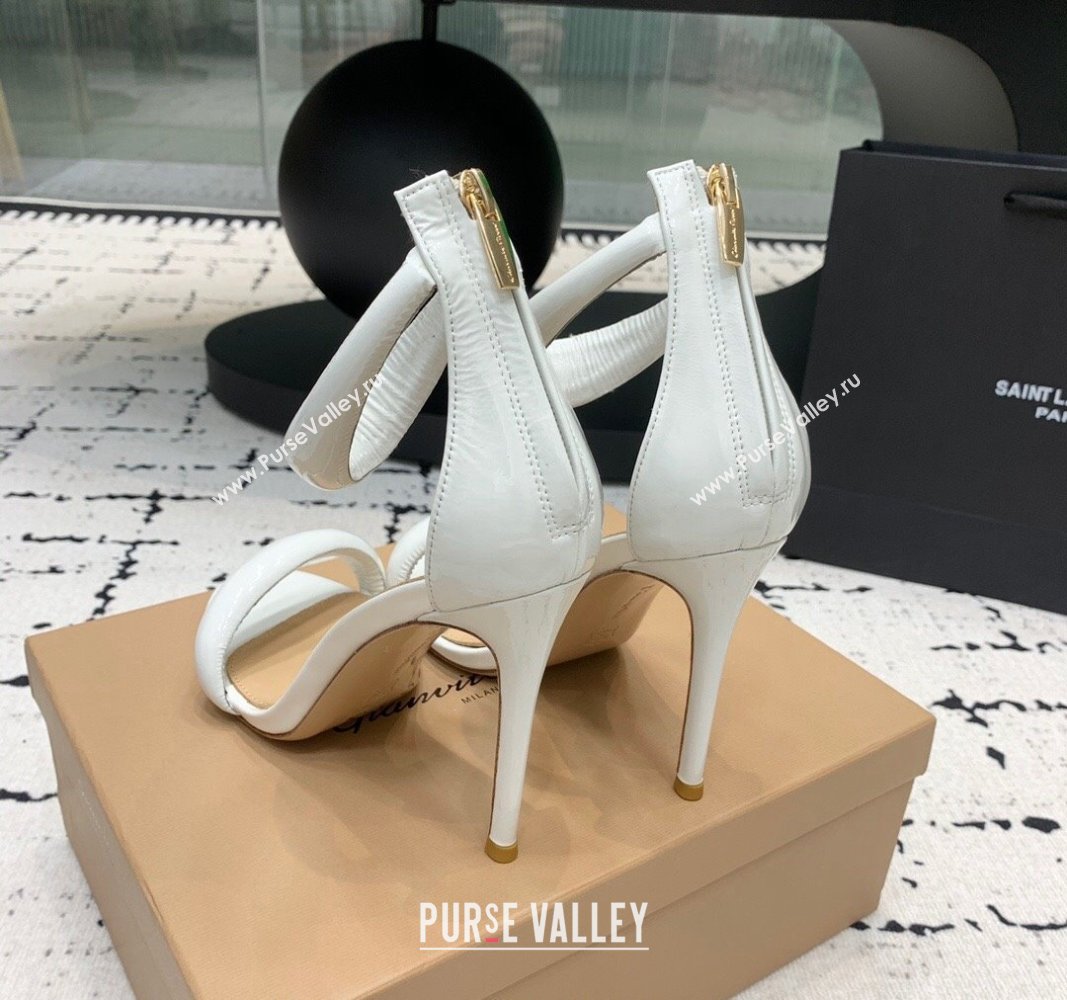 Gianvito Rossi Bijoux High Heel Sandals 10.5cm in Patent Leather White 2024 0704 (KER-240704077)