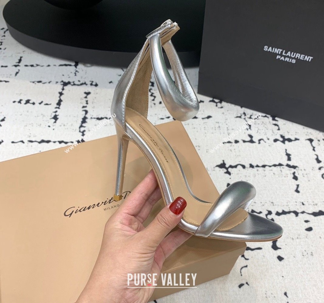 Gianvito Rossi Bijoux High Heel Sandals 10.5cm in Calf Leather Silver 2024 0704 (KER-240704055)