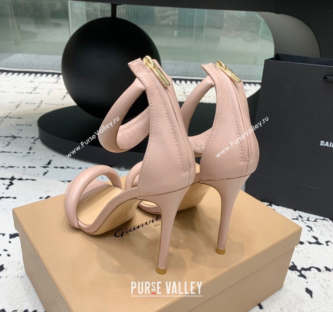 Gianvito Rossi Bijoux High Heel Sandals 10.5cm in Calf Leather Pale Pink 2024 0704 (KER-240704060)