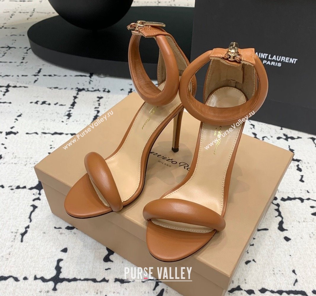 Gianvito Rossi Bijoux High Heel Sandals 10.5cm in Calf Leather Tan Brown 2024 0704 (KER-240704062)