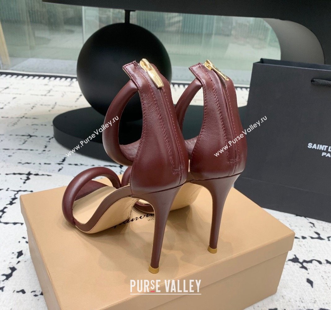 Gianvito Rossi Bijoux High Heel Sandals 10.5cm in Calf Leather Dark Burgundy 2024 0704 (KER-240704063)