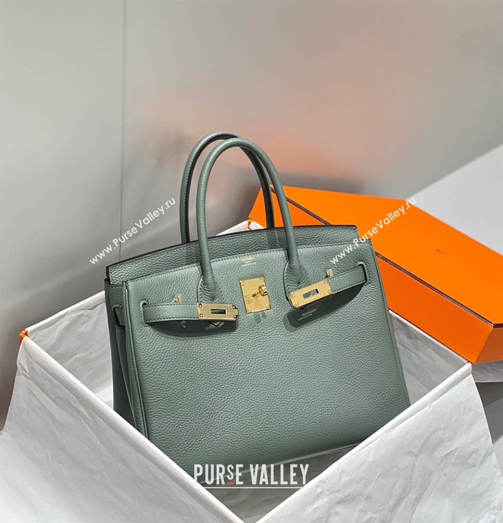 Hermes Birkin 30cm Bag in Togo Calfskin Almond Green 2023 1227 (FL-231227113)