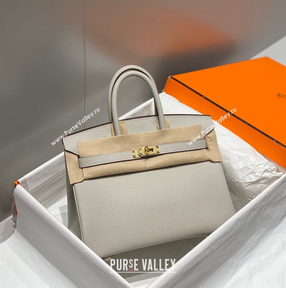 Hermes Birkin 25cm Bag in Togo Calfskin Pearl Grey 2023 1227 (FL-231227111)