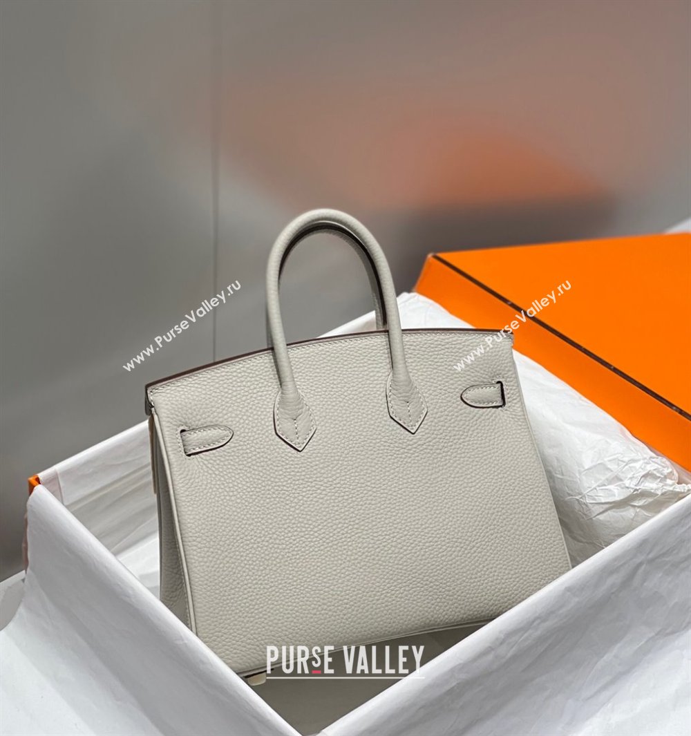 Hermes Birkin 25cm Bag in Togo Calfskin Pearl Grey 2023 1227 (FL-231227111)