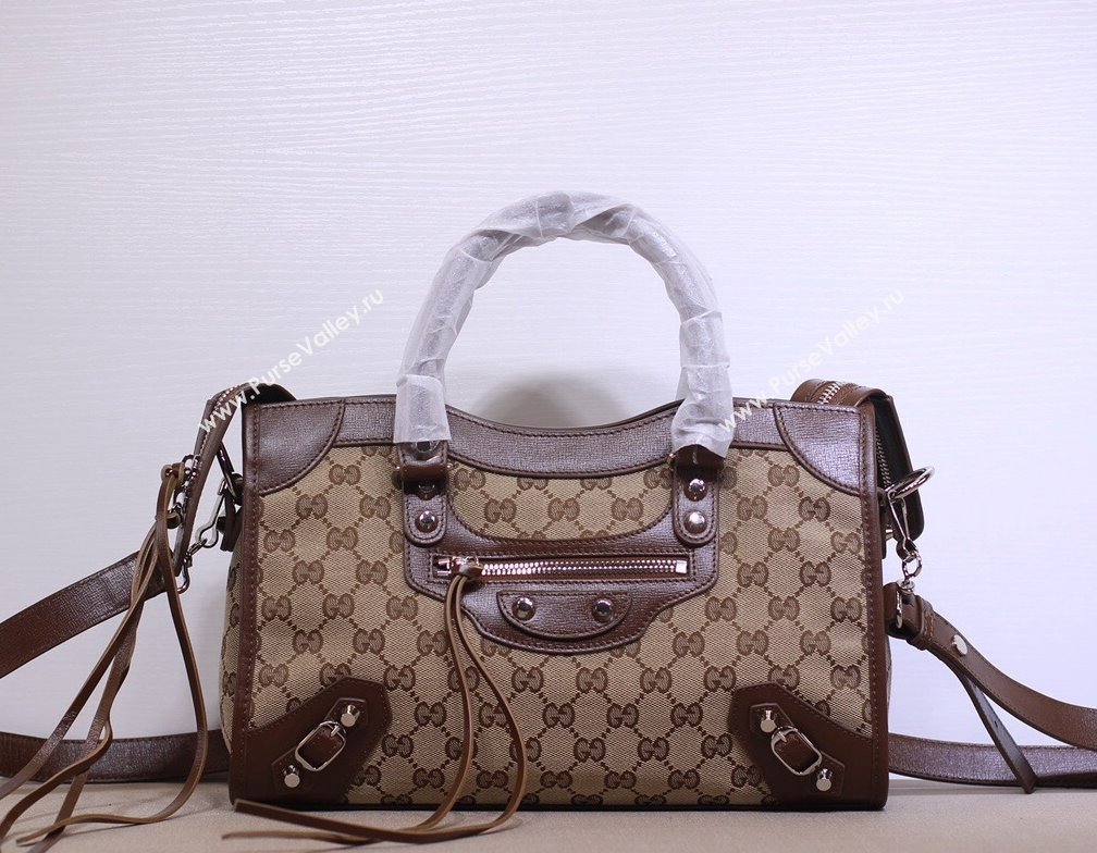 Balenciaga x Gucci GG Canvas Small Classic City Bag 658598 Beige/Brown 2021 (DLH-21113051)