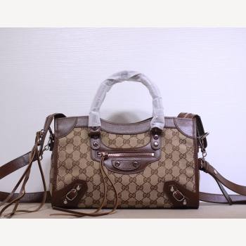 Balenciaga x Gucci GG Canvas Small Classic City Bag 658598 Beige/Brown 2021 (DLH-21113051)